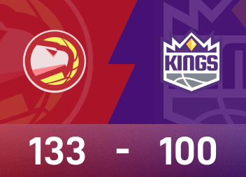 NBA 경기 보고서: 존슨은 24득점, 10리바운드, 8어시스트를 기록했고, 호크스는 킹스를 133-100으로 이겼습니다.